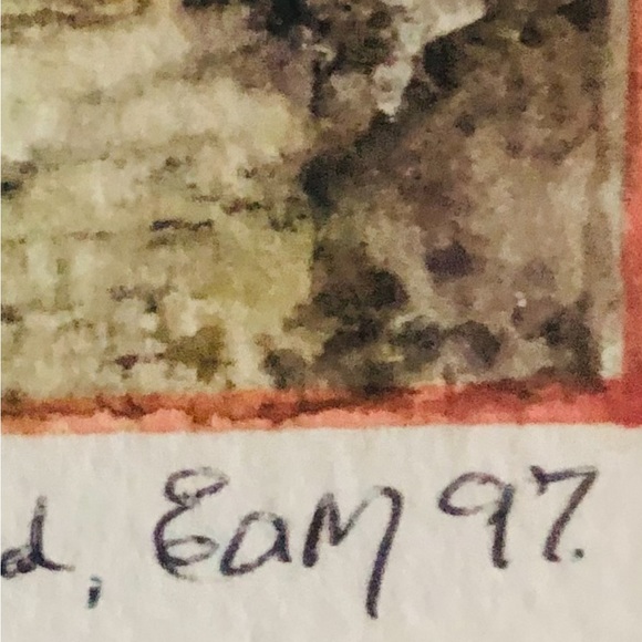 Watercolour, Hawkshead, Cumbria UK signed Eam 97. 11 1/2” x 9 3/4” framed - Picture 5 of 6